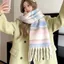 Khăn len kẻ sọc CODECOVED, Khăn choàng Cashmere mùa đông tua rua Mohair, Khăn choàng dài phong cách Hàn Quốc sang trọng cổ điển dành cho sinh viên