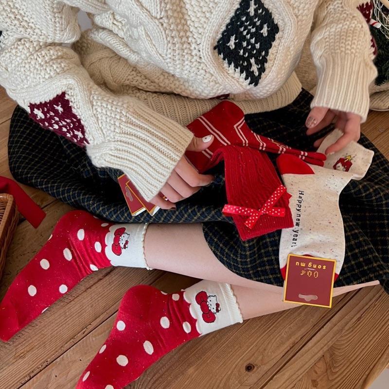 Tất cổ cao 2026 Dễ Thương Dành Cho Nữ Vải Cotton Mềm Mịn Thoải Mái Phong Cách Trẻ Trung Thêu Nơ Thể Thao Năng Động