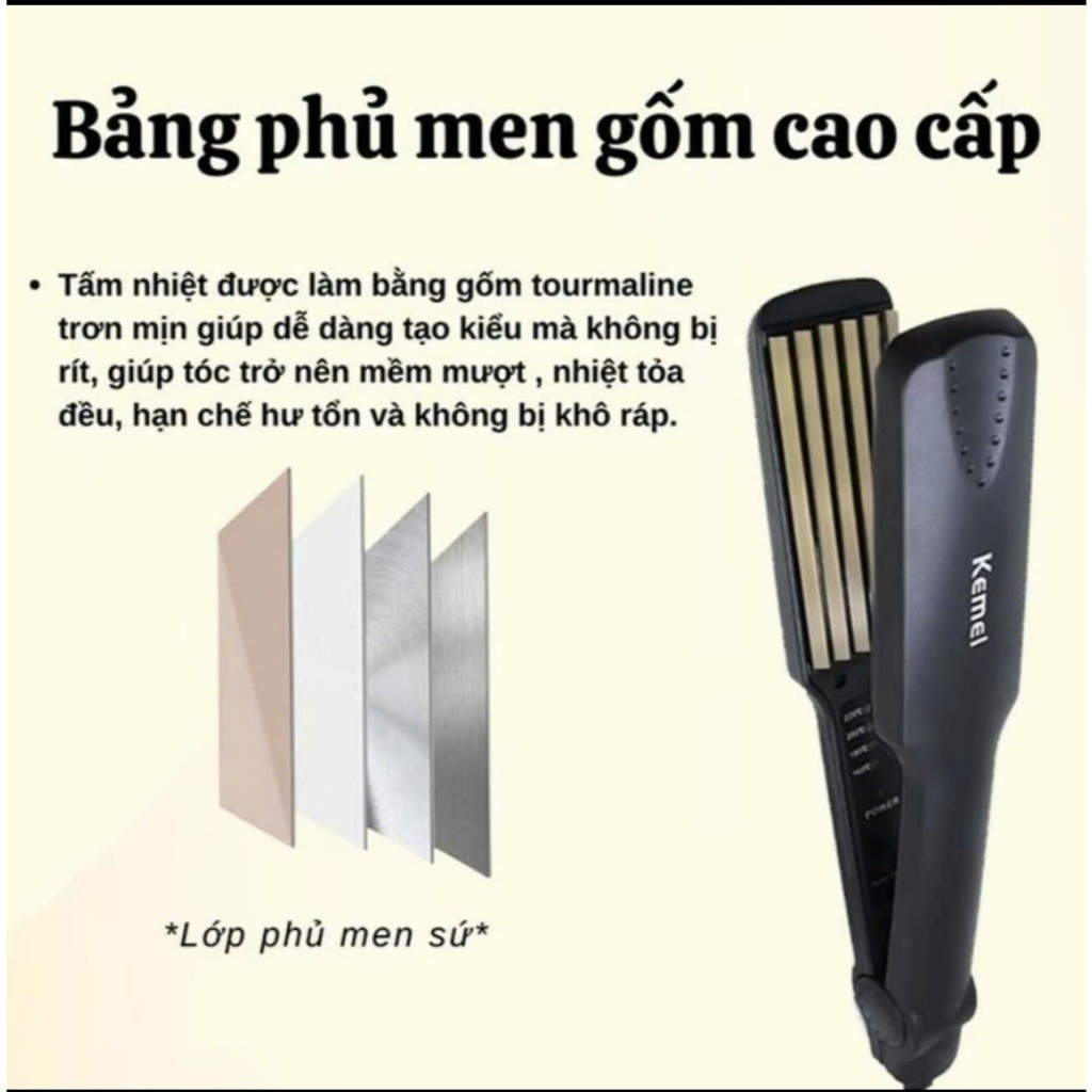 Máy Dập Xù Tóc KEMEI 332, Chức năng dập xù, bấm xù , bấm mè tạo kiểu tóc làm phồng chân tóc bản to