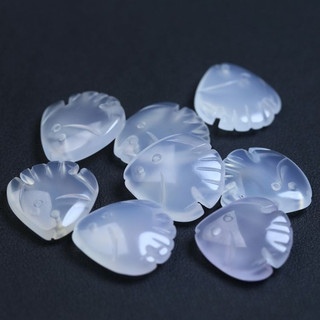 ((Giá 2 miếng) Mặt dây chuyền chalcedony mã não lychee frozen trắng tự nhiên, khoảng 19x21mm