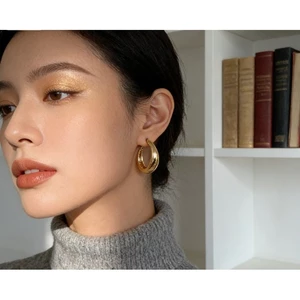 Bông tai nữ đồng thau mạ vàng, style cổ điển từ CELI