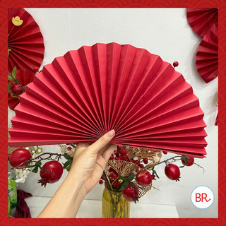 [GẤP SẴN] Giấy đỏ gấp quạt trang trí tết sang trọng khổ giấy 30x80cm, Giấy đỏ trang trí decor làm quạt Tết-Decor nhà cửa