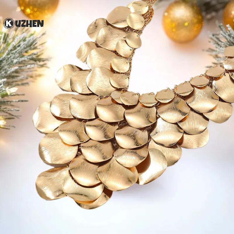 Vòng cổ kim loại bohemian với thiết kế thác nước phóng đại - Phụ kiện thời trang cho nữ HOT
