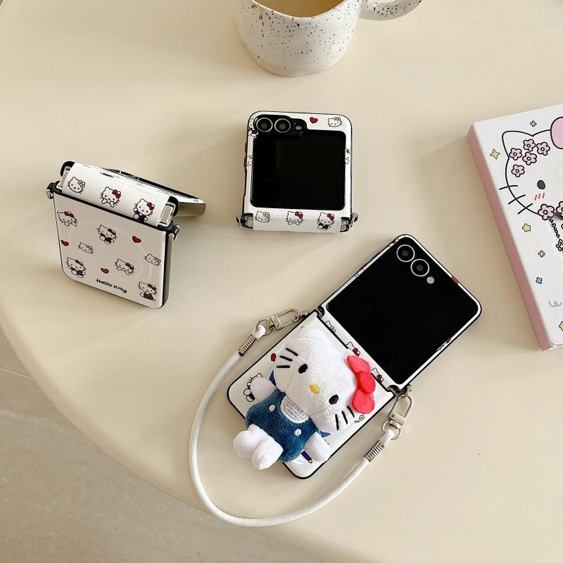 Hoạt Hình Dễ Thương Trái Tim Đỏ Kt Từ Tính Ốp Lưng Điện Thoại Thích Hợp Cho Samsung Galaxy ZFlip7 zflip6 Dây Gấp Vỏ Cứng Cho Z Flip 7 6 5 74 5G PuraX N3Flip MixFlip 2 Vỏ Bảo Vệ