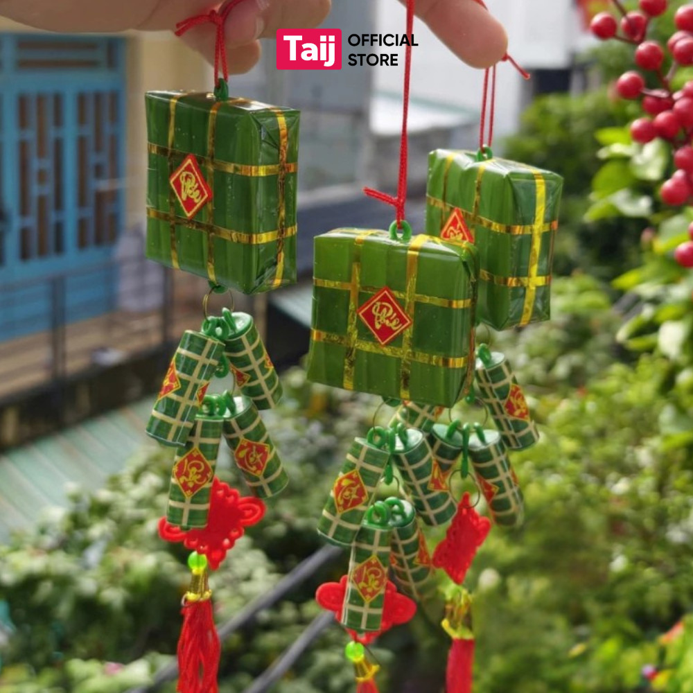 Dây Treo Bánh Chưng Mini, Phụ Kiện Trang Trí Tết Treo Cành Đào Mai