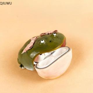 QIUWU Ugly Ếch Tai Nghe Dành Cho Airpod Dễ Thương Ngộ nghĩnh Nơ Hồng Ếch Handmade Tai Nghe Bảo Vệ Thiết Kế Sáng Tạo Quà Tặng Cho Bạn Bè