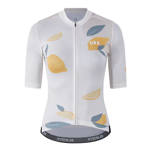 QSS009B - Áo Đạp Xe UKE Nữ White Yellow – Vải Italia Thoáng Mát, Nhanh Khô, Co Giãn 4D, Form Chuẩn