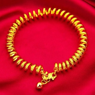 Vòng tay titan mạ vàng thiết kế hoa, phù hợp mọi kích thước cổ tay