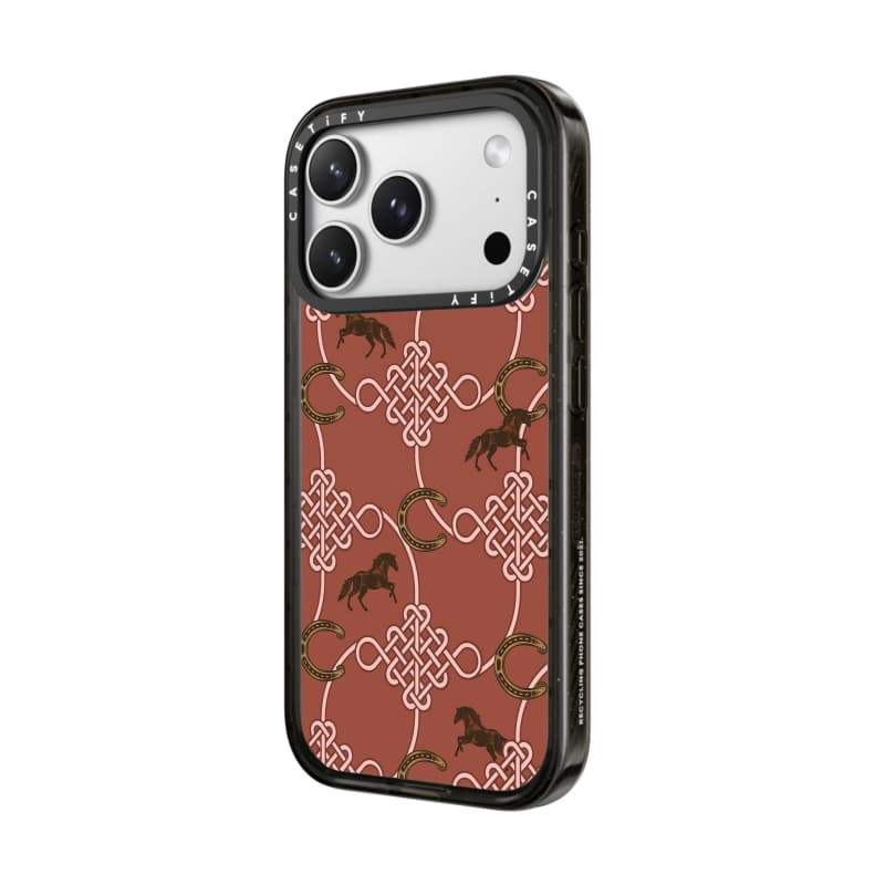 CASECASE X Nút thắt Trung Quốc trong năm con ngựa Cạnh đen Vỏ tác động hút từ tính cứng trong suốt cho Apple IPhone 12 13 14 15 16 17 Pro Max Air Plus có hộp