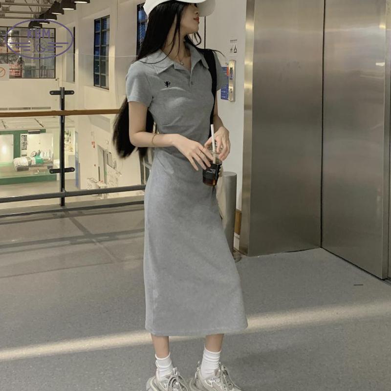 Đầm nữ phong cách Hàn Quốc mùa hè, thiết kế eo giả mỏng, tay ngắn
