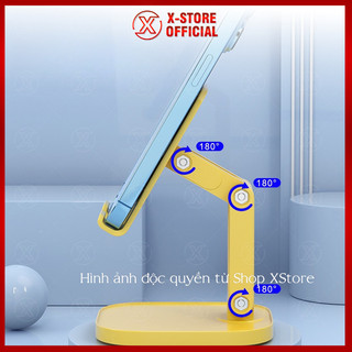 Kệ đỡ điện thoại máy tính bảng để bàn, giá đỡ hợp kim nhôm xoay 360 độ, gấp gọn tiện lợi GDDTKL3K
