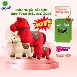 Gấu bông Ngựa đỏ Tài Lộc 70cm, Ngựa thần tài hót trend 2026 - Quà Tặng may mắn TẾT Bính Ngọ