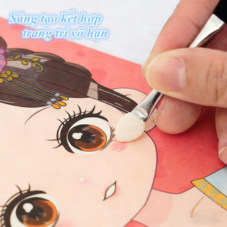 【BabyJoy】Bộ đồ chơi trang điểm công chúa sách 3D,bao gồm dán sticker kim cương, trang phục và makeup