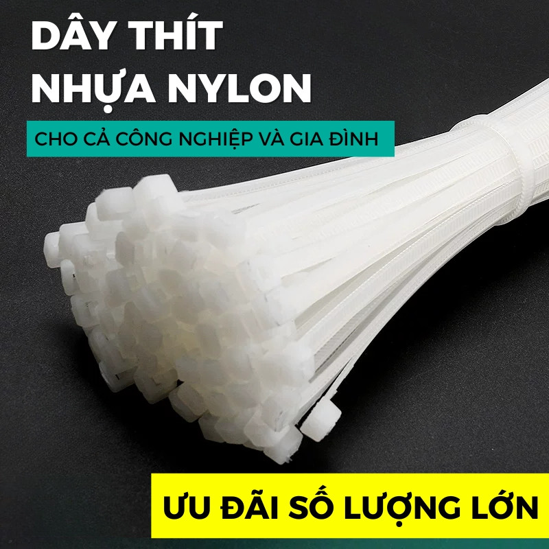 Dây rút nhựa siêu bền, bó 200 sợi kích thước 25cm - Dây thít nhựa cỡ lớn, đựng 1kg/bao, nhựa dẻo dai, chống nước