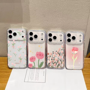 Full Màn Hình Hoa Tulip Màu Hồng Nhiều Màu Sắc Vỏ Điện Thoại Cho Xiaomi Redmi Note 15 13 12 Pro Plus 4G 5G Redmi 13C 5G 14C Vỏ Mềm Trong Suốt Chống Sốc TPU Silicone Dễ Thương Trong Suốt