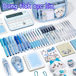 Túi Bút Chikawa Hoạt Hình Dễ Thương,Trong Suốt Chống Rơi,Tặng Búp Bê Miễn Phí,Phụ Kiện Học Tập Cho Học Sinh