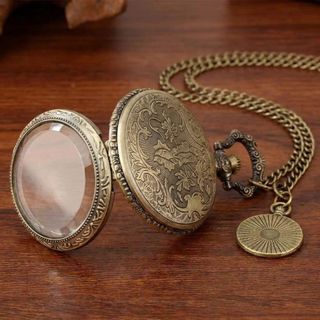 Đồng hồ bỏ túi NUSPACE, Đồng hồ số La Mã nhãn La Mã cổ điển, Mặt dây chuyền vòng cổ bằng đồng Mặt số đầy màu sắc Đồng hồ thạch anh Quà tặng nam và nữ