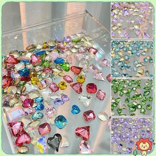 20 Chiếc Phối Kích Cỡ Hình Dạng Khác Nhau Móng Tay Kim Cương Giả 3D Thủy Tinh Pha Lê Kim Cương Tình Yêu Biến Dạng Trái Tim Siêu Sáng Bóng Quyến Rũ Đá Quý D Không
