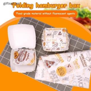 COD 50 / 100 Cái Thiên Nhiên Và Chống Mỡ Burger Paaging Hộp Burger Dùng Một Lần Cấp Thực Phẩm Thức Ăn Nhanh Hộp Mang Ra MỚI
