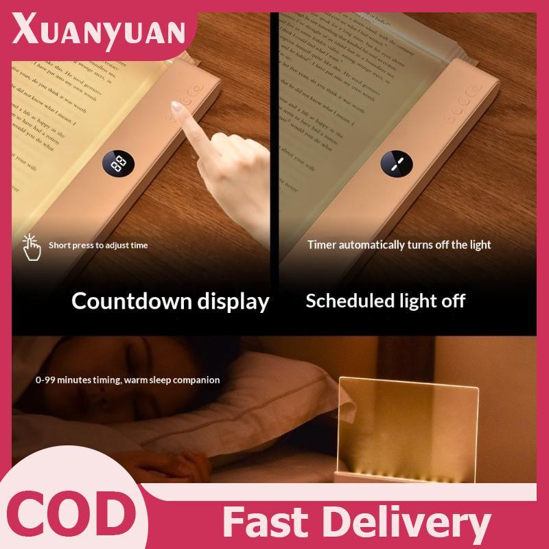 XUAN Đèn đọc sách LED trong suốt, sạc pin, 3 màu, tấm đèn phẳng điều chỉnh độ sáng, hẹn giờ, full trang