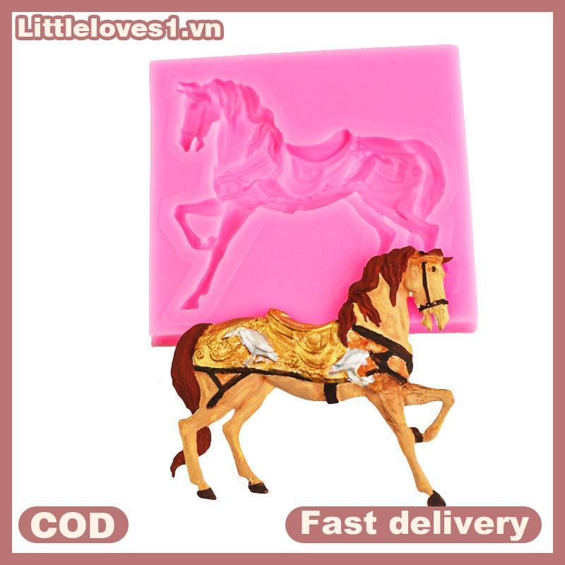 Littleloves1 Ngựa Khuôn Silicon Chạy Ngựa Fondant Bánh Trang Trí Dụng Cụ Cupcake Topper Sôcôla Kẹo Thủ Công Kẹo Cao Su Dán Đất Sét Polymer VN
