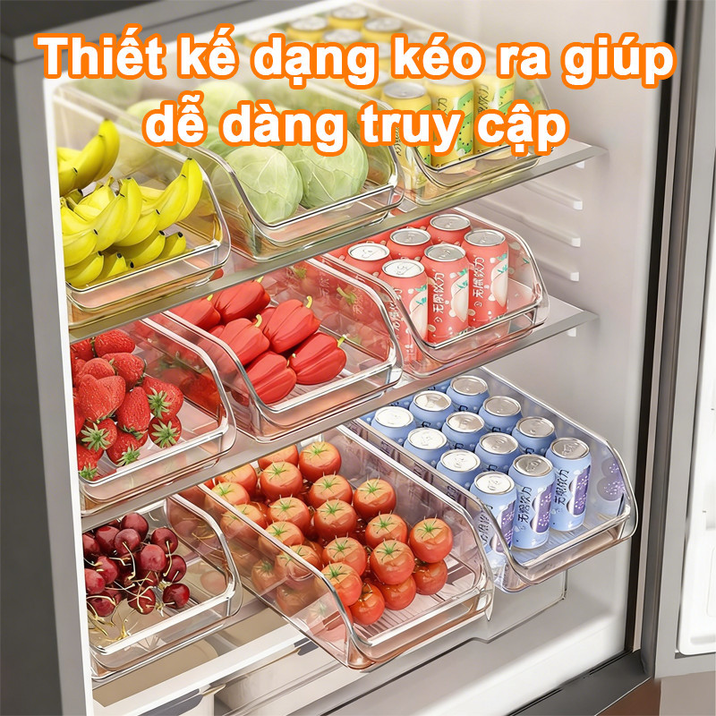 Hộp Bảo Quản Thực Phẩm Dạng Ngăn Kéo Cho Tủ Lạnh - Dung Tích Lớn, Đựng Rau Củ, Trái Cây, Trứng, Đồ Uống Đa Năng