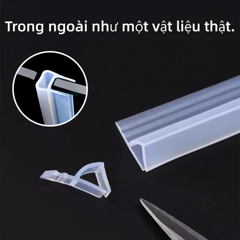 Ron Dán Cửa Kính, Cửa Nhà Tắm 3M - Hình Chữ U/H, Dày 10mm, Silicone Chống Nước, Chống Bụi, Chống Ồn