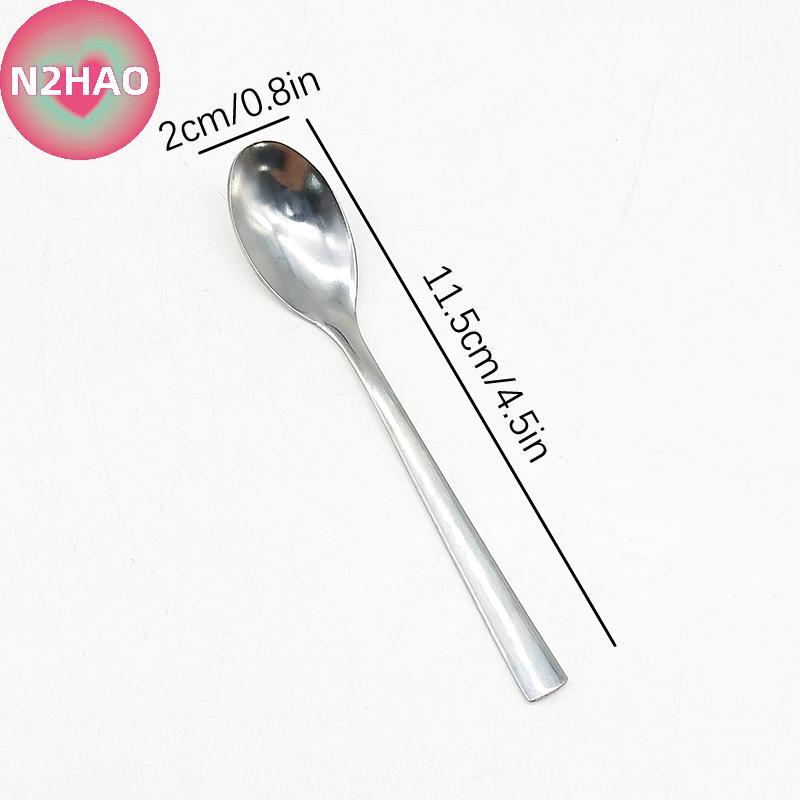N2HAO Thép không gỉ Nhỏ Thìa Tròn Thìa Cà Phê Mật Ong Trộn Thìa Hộ Gia Đình Thìa Gia Vị Kem Món Tráng Miệng Thìa n