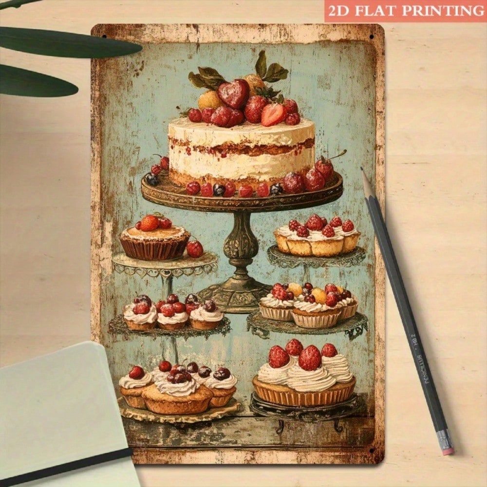 CIFbuy Mộc Mạc Vintage Kim Loại Treo Tường Nghệ Thuật 3D Trang Trí Trực Quan Ký Nhà Bếp Berry Trái Cây Trang Trí Nhà Xu Hướng