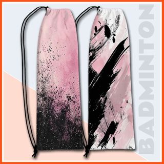 Túi vải flanel graffiti gradient đen hồng cho vợt cầu lông - Dung tích lớn và bảo quản hiệu quả
