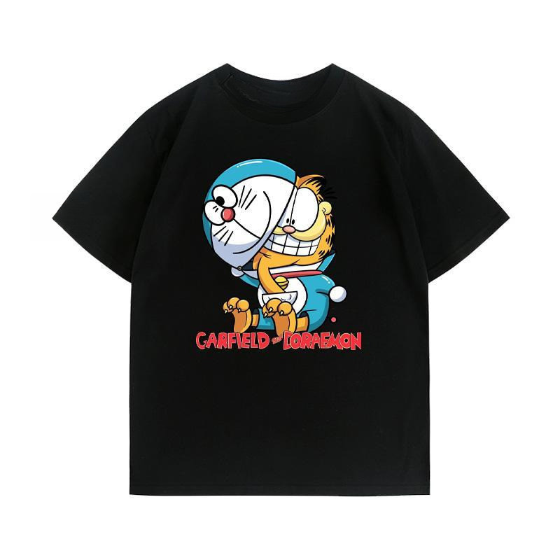 Áo sơ mi dingdang họa tiết tai nghe mèo, chất liệu cotton cao cấp, unisex cổ tròn