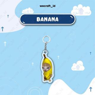 Quà tặng móc khóa Meme mèo dễ thương quà lưu niệm memes mèo nhỏ dễ thương-Chuối, 1 mặt