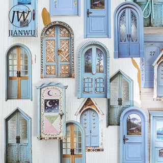 JIANWU Dreamways Through Doors Series Vintage Rỗng Cửa Phong Cảnh Chất Liệu Cắt Dán Sáng Tạo DIY Tạp Chí Văn Phòng Phẩm