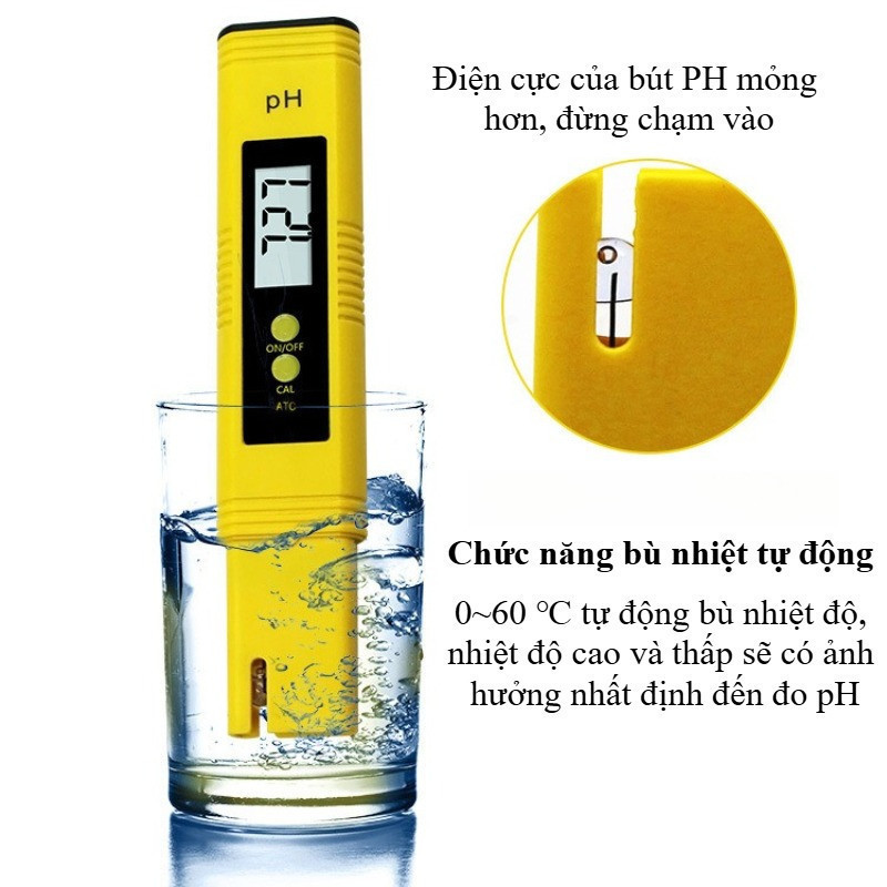 Bút Đo PH Cao Cấp - Tự Động Hiệu Chuẩn ,  Pin Thay Được, Kiểm Tra Nước Bể Cá & Nước Uống Gia Đình