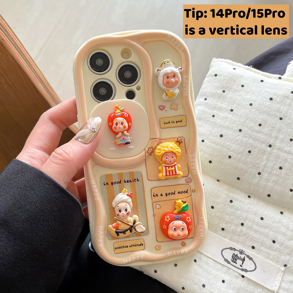 Ốp điện thoại cửa sổ trượt 3D Ear Tomato Star Beaver + Dây buộc cho iPhone 17 Pro Max 16 Plus 15 14 13 12 11 Vỏ bảo vệ chống sốc