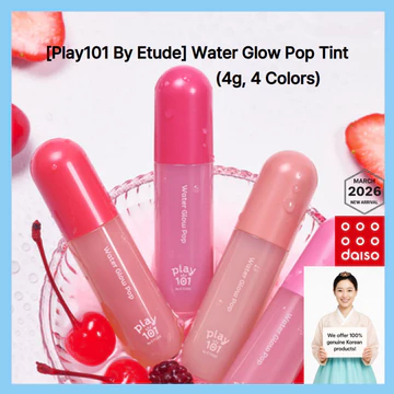 🇰🇷 [Play101 By Etude] Water Glow Pop Tint, 4g (4 Màu)