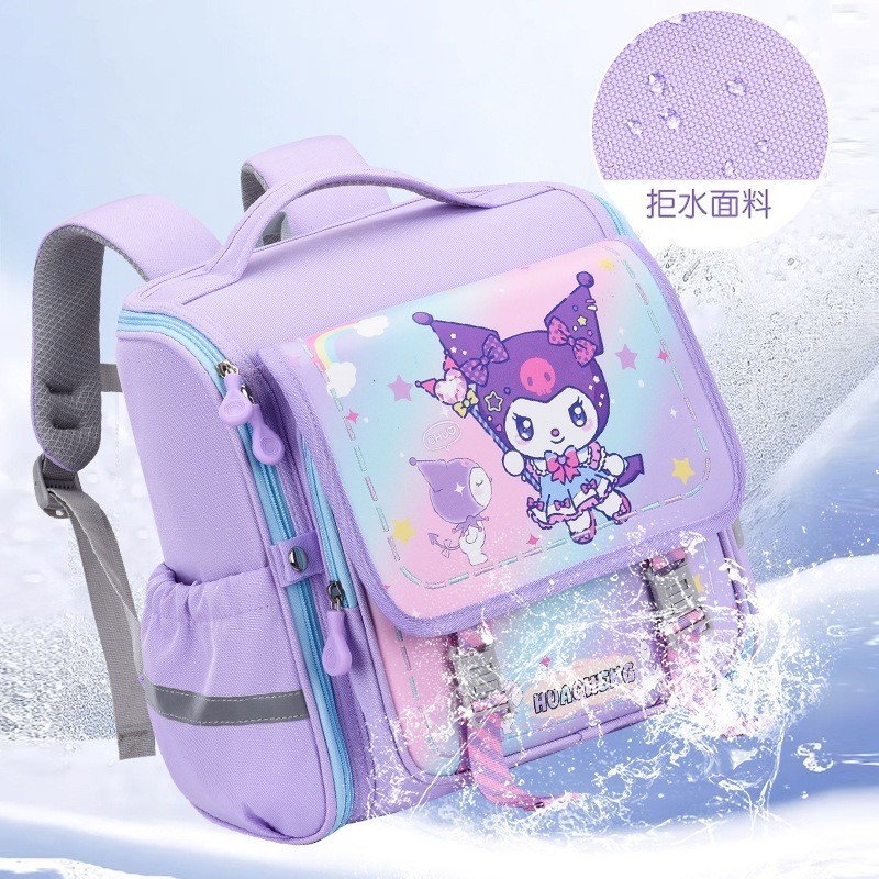 Balo Cặp Sách Bản Vuông Siêu Nhẹ Hình Kuromi Dễ Thương – Chống Gù, Dành Cho Bé Gái Lớp 1–6 tuổi