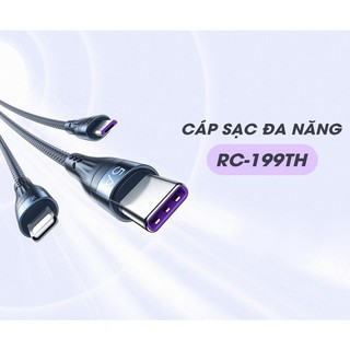 Cáp sạc nhanh đa năng 3 đầu cao cấp Remax RC 199th bọc dù chống đứt, hỗ trợ truyền dữ liệu dài 1,2M