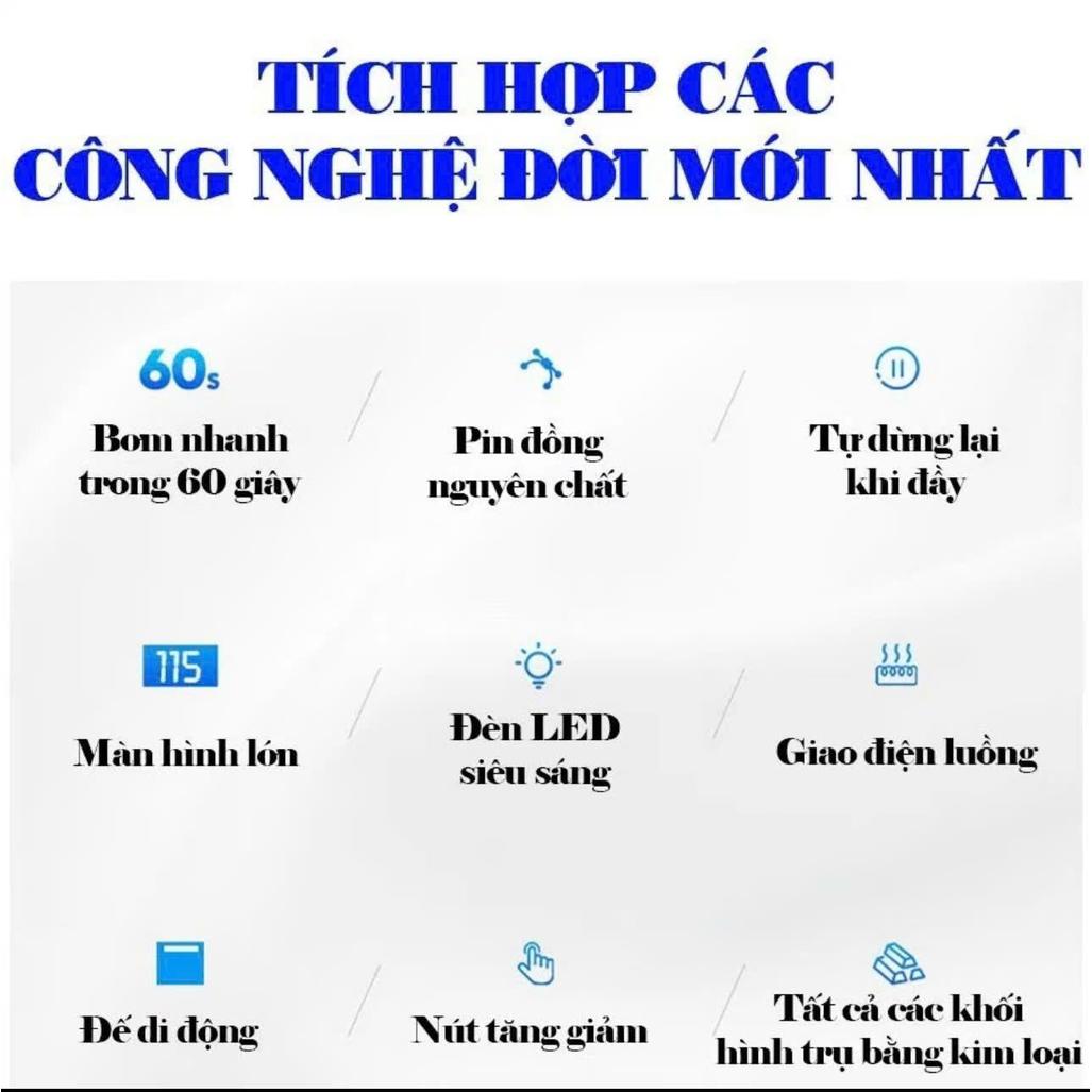 Bơm Lốp Ô Tô Điện Tử Tự Ngắt - Nhỏ Gọn - Đa Năng - Áp Suất Cao - Tiện Lợi