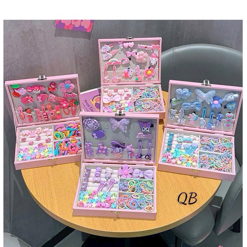 Kẹp Tóc, Hộp phụ kiện kẹp tóc PinkiBox cực dễ thương xinh xắn làm quà tặng sinh nhật cho bé gái mẫu mới