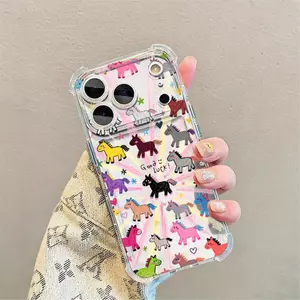 Clutter Doodle cho iPhone 17Promax trường hợp túi khí bốn góc 16promax trong suốt 15