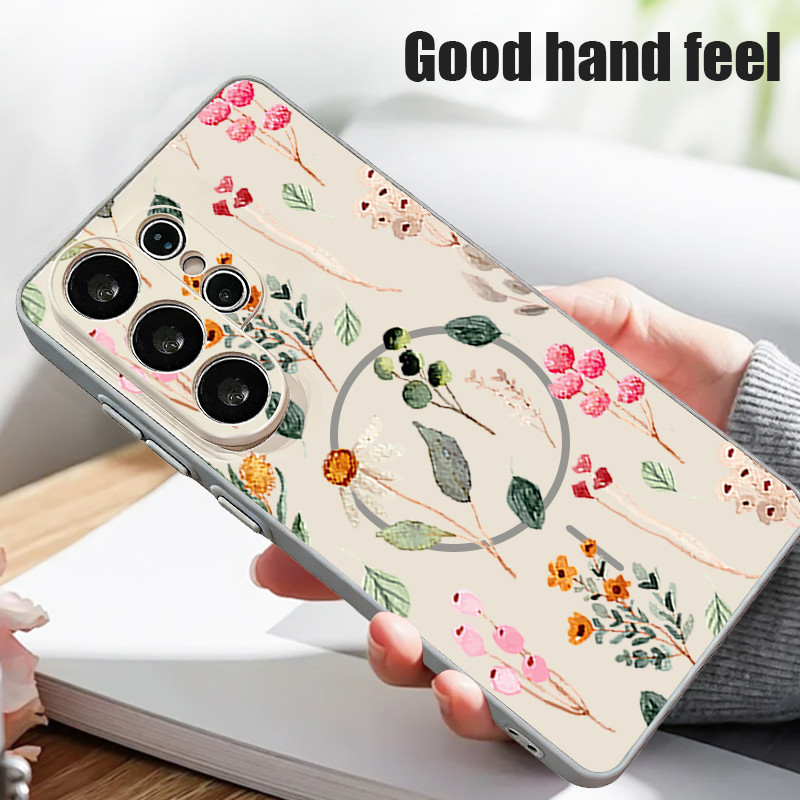 Ốp Điện Thoại Từ Tính Cho Samsung Galaxy S26 S25 S24 Ultra Plus S26 S25 Edge S24 S23 FE Hoa In Hình