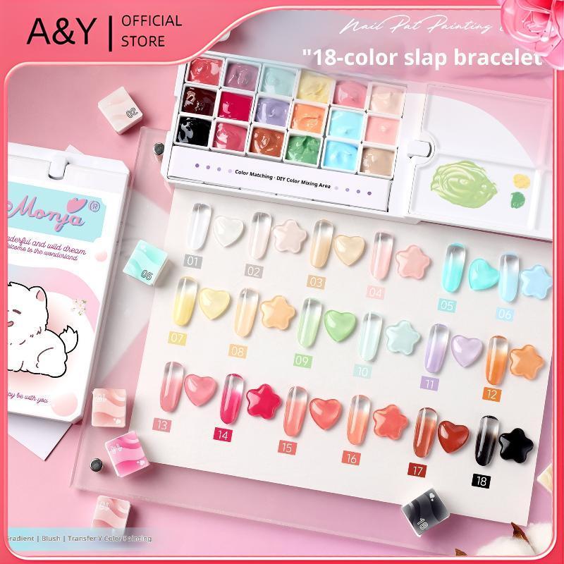 A & Y 6 / 18 Màu Tranh Thạch Cao Gradient Sơn Móng Tay Patting Keo Smudge Đóng Hộp Độ bão hòa cao Keo Sơn Móng Tay Bán Trơn Phổ Biến DIY Nail Art Trang Trí Salon.