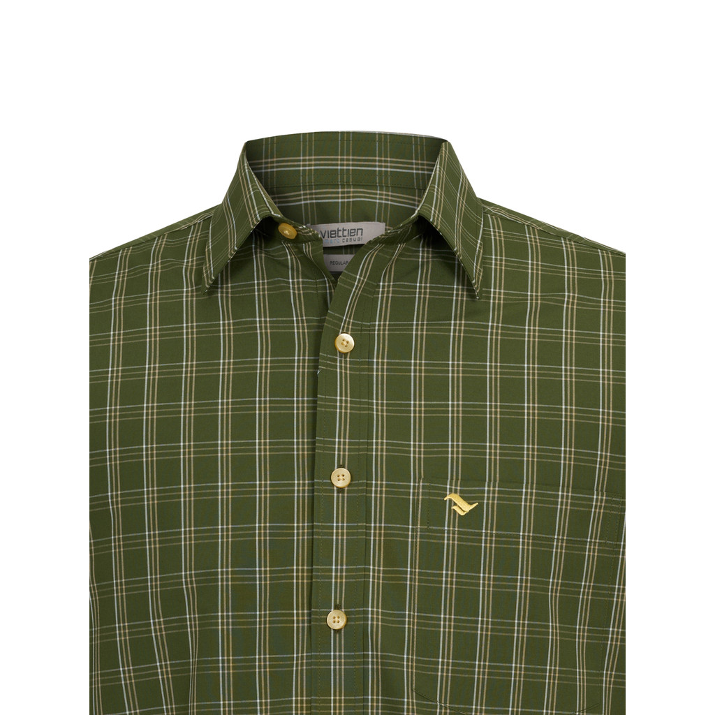 Áo sơ mi ngắn tay vạt ngang VIETTIEN SMART CASUAL vải Polyester form REGULAR VT00000724