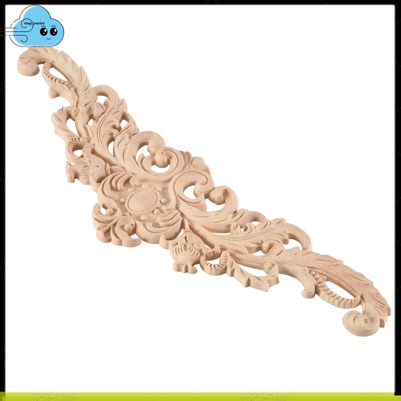 40x12cm Gỗ Cao Su Cổ Điển Tinh Tế Khắc Đính Nội Thất Decal Tự Nhiên Màu Gỗ