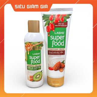 Combo Dầu gội + Dầu xả Lashe Super food 150g/chai (Hàng khuyến mãi)