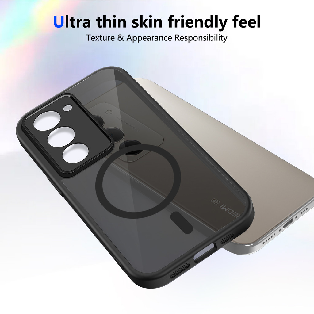 Ốp lưng Redmi 15 5G Vỏ thu hút từ tính màu đen mờ cho ốp điện thoại Redmi 15 5G