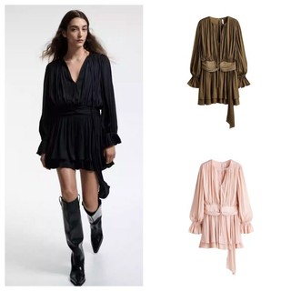 Váy ngắn xếp ly cổ tròn Z Spring 1304847 1322235