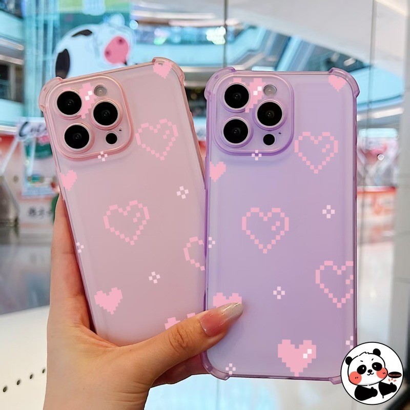 Ốp Điện Thoại Sương Mù Băng Cho Redmi K90 Pro Max 15 15C Note 15 Pro Plus 5G 4G Vỏ Pixel Dễ Thương Trái Tim Tình Yêu Hoạt Hình Mette Màu Kẹo Chống Sốc Mềm Mờ Vỏ