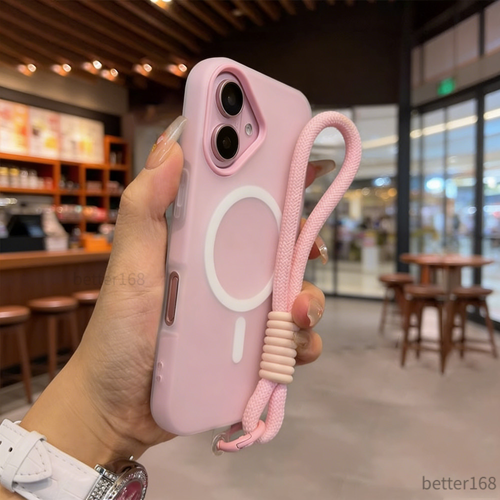 Vỏ điện thoại nam châm thạch 2 trong 1 có dây đeo, chống rơi vỡ chống vân tay cho iPhone 17/16/15/14/13/12 Pro Max/11
